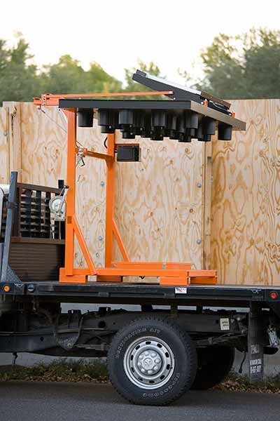 Skid-Mounted Arrow Boards Pivoting Skids Travel Position